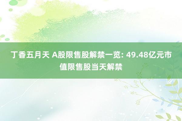 丁香五月天 A股限售股解禁一览: 49.48亿元市值限售股当天解禁
