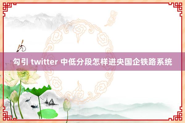 勾引 twitter 中低分段怎样进央国企铁路系统